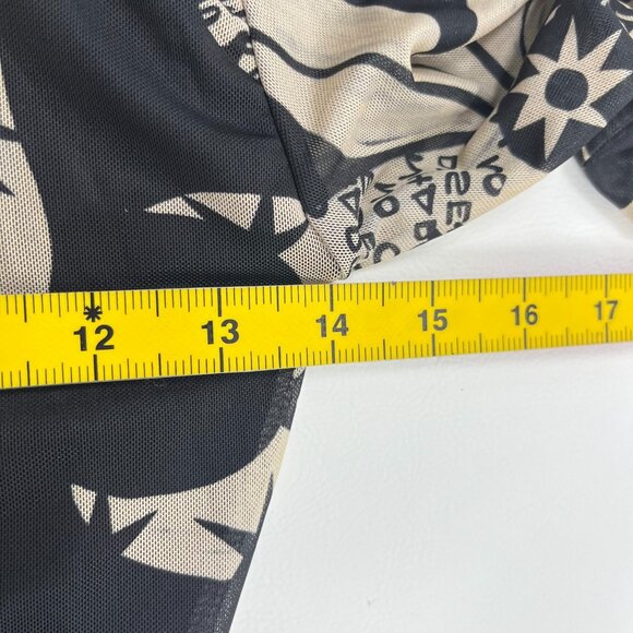 NWOT Farm Rio Cerrado Sky Tulle Midi Dress Long Sleeves Size XS Black and Cream - Picture 8 of 10